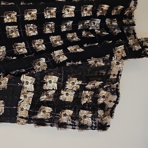 CALVIN KLEIN Sheer Mesh Overlay Geometric Bell Sleeve Castlecore Party Blouse - Picture 4 of 7